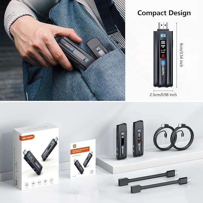 WELUSOPU 2026 Upgraded Wireless HDMI Transmitter and Receiver, HDMI Wireless