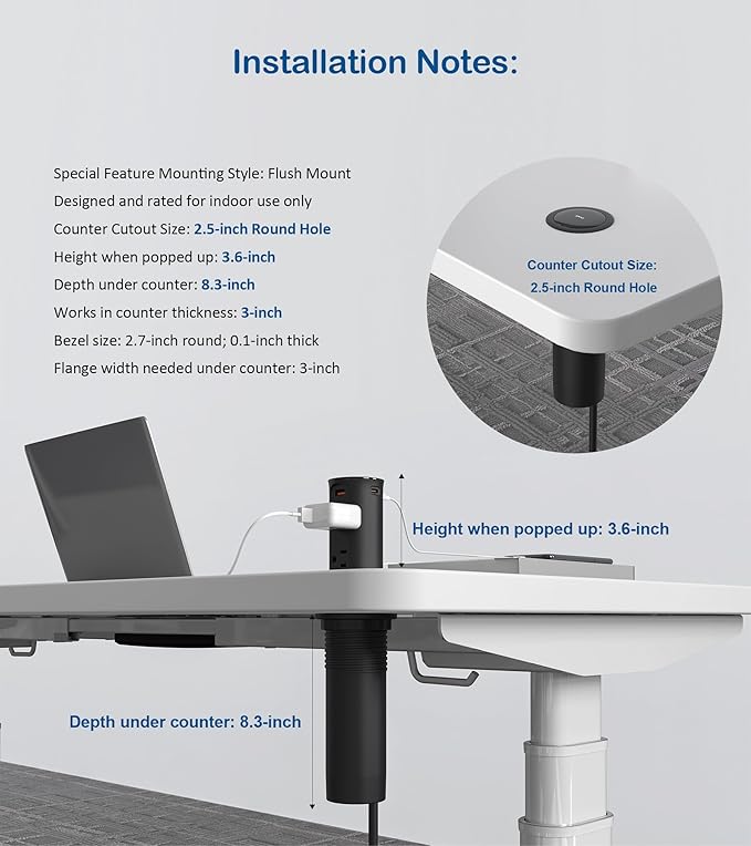 Jgstkcity 2.5 inch Hole Pop up Outlet