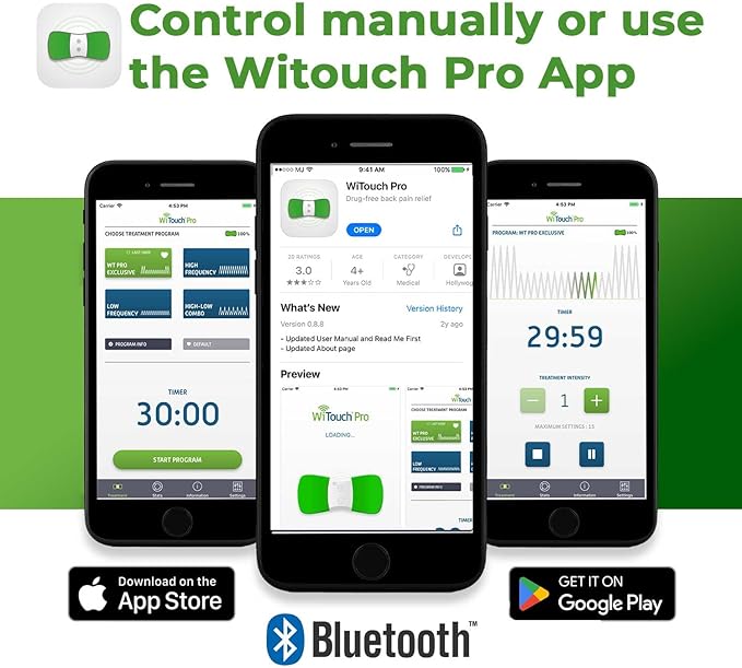 WiTouch Pro Bluetooth TENS Unit – Wireless Lower Back Pain Relief Device | (3...