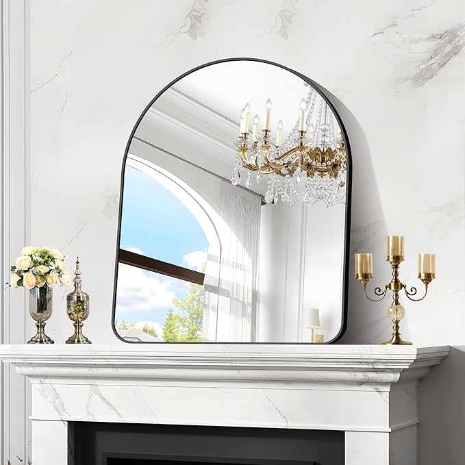 Arched Bathroom Mirror, Wall Mounted Mirror, Living Room, Hanging or Leaning