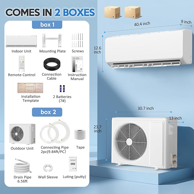 18000 BTU Mini Split Air Conditioner & Heat Pump, 230V Wall Mount Ductless