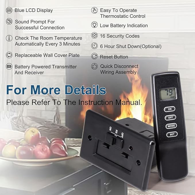 Gas Fireplace Remote Control System Kit