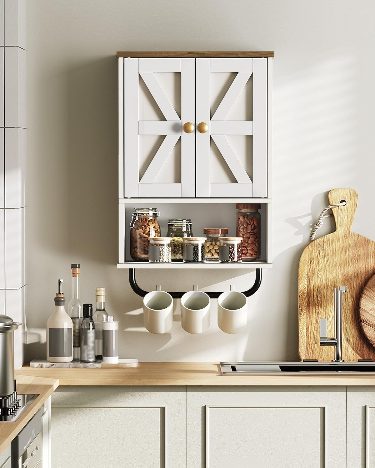 CHOEZON Bathroom Wall Cabinet, Medicine Cabinet with Open Partition and Towel...