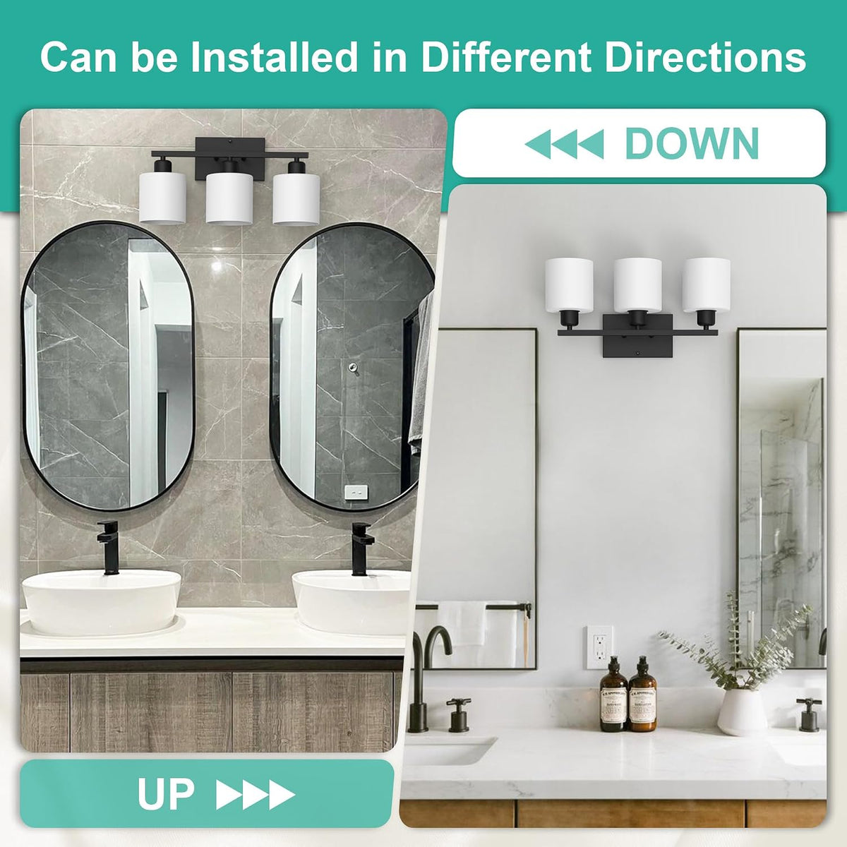 Black Bathroom Light Fixtures Over Mirror 18 Inches
