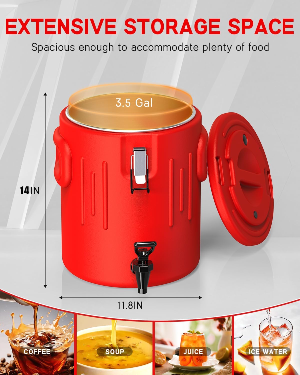 Insulated Beverage Dispenser 3.5 Gallon, Hot Drink Dispenser with Spout,13L