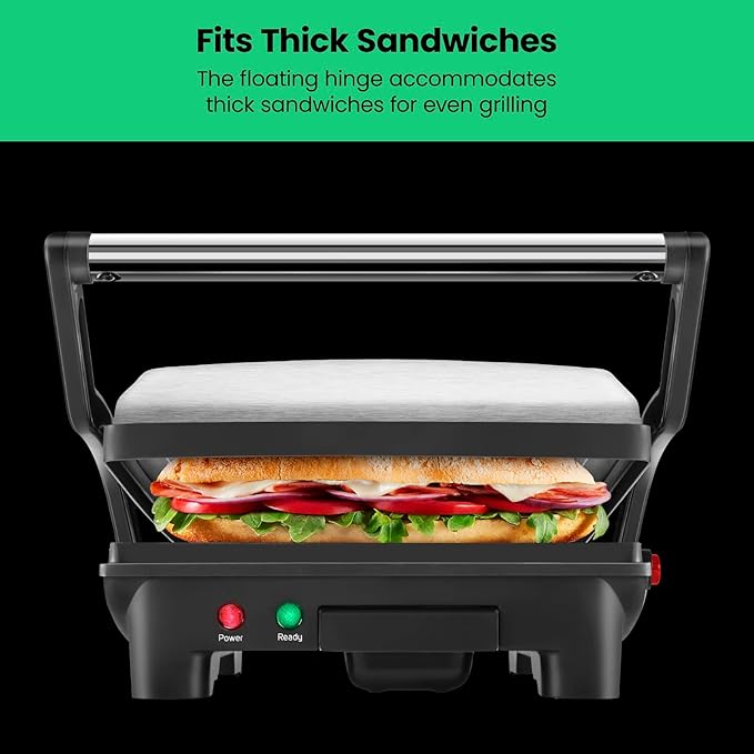 Chefman Panini Press Grill and Gourmet Sandwich Maker Non-Stick Coated Plates