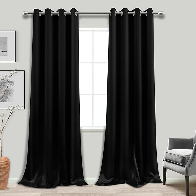 KOUFALL 108 Inch Curtains Blackout, Grommet Black Out Room Darkening Living