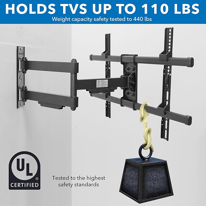 Mount-It! UL Certified Heavy Duty Full Motion TV Wall Mount