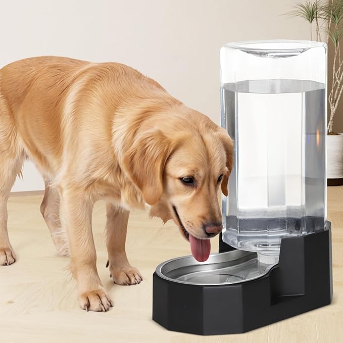 Sfozstra Large Dog Water Dispenser: 9L Gravity Black Gravity Water Feeder