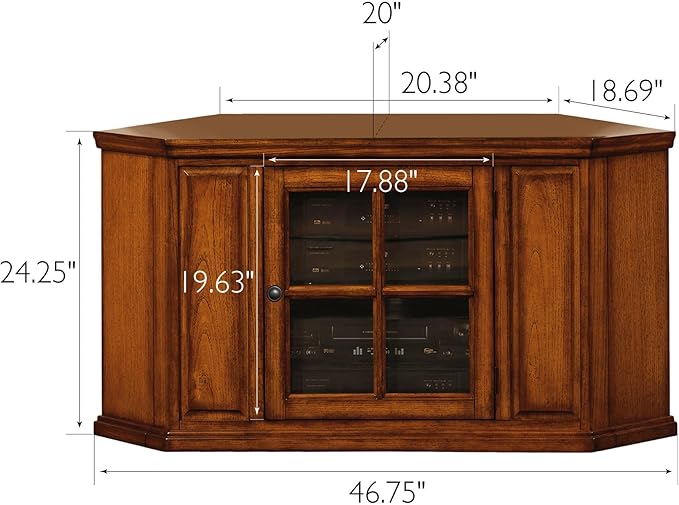 Opal Corner TV Stand for 50 Inch TVs, 46 Inch, Burnished Medium Oak,