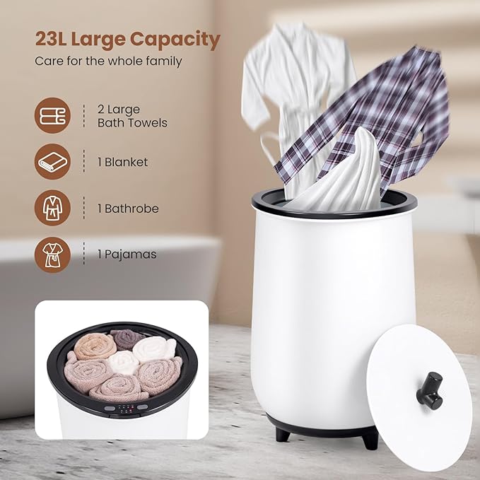 Tangkula Towel Warmer Bucket, 23L Large Luxury Bucket-Style Towel Warmer