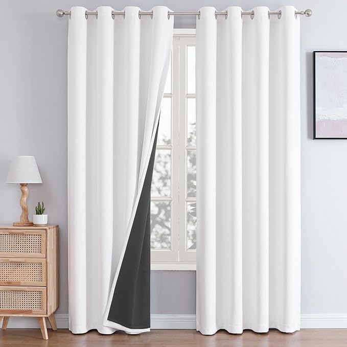 ChrisDowa White 100% Blackout Curtains