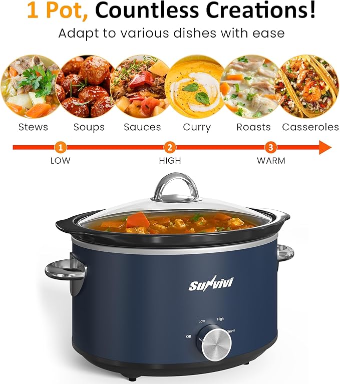 Sunvivi 4 Quart Slow Cooker & Mini Food Warmer