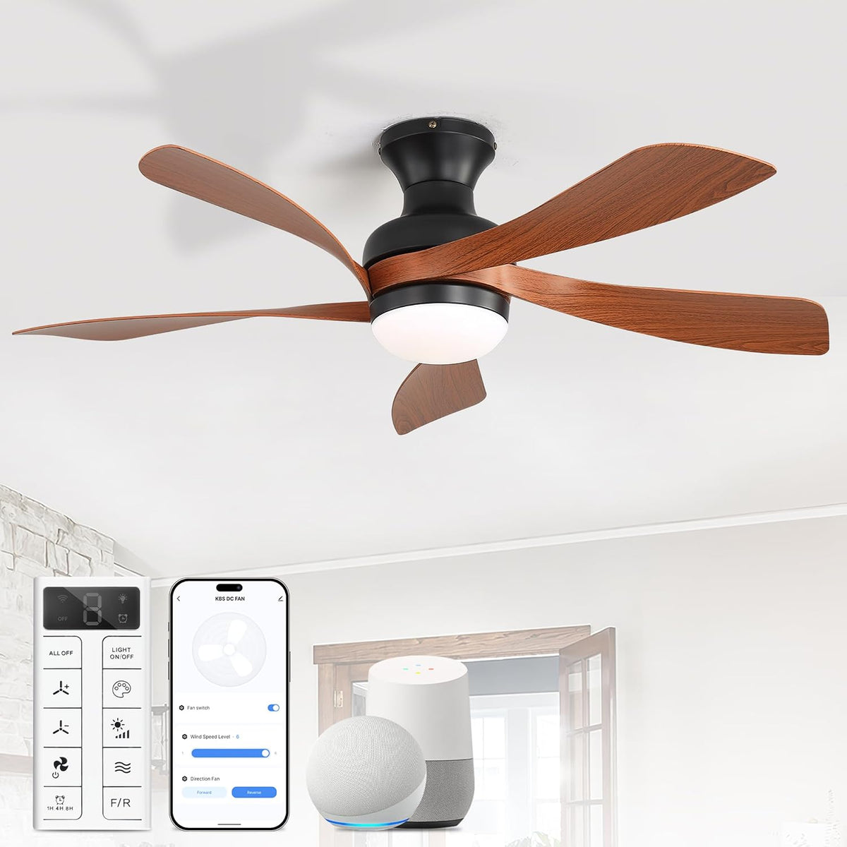 Sofucor 52 Inch Smart Ceiling Fans with Lights and Remote, APP Control