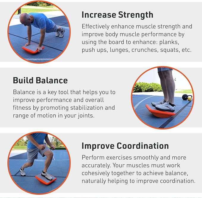 Body Sport Rocker Board for Balance Training, Standing Desk, Physical Therapy...
