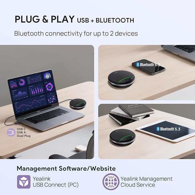 Yealink SP92 USB Speakerphone Bluetooth Conference Speakers and Microphone
