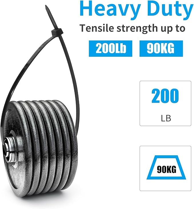 XINGO 16 Inch Black Large Zip Ties Heavy Duty 500 Pack, 200 LBS Ultra Strong