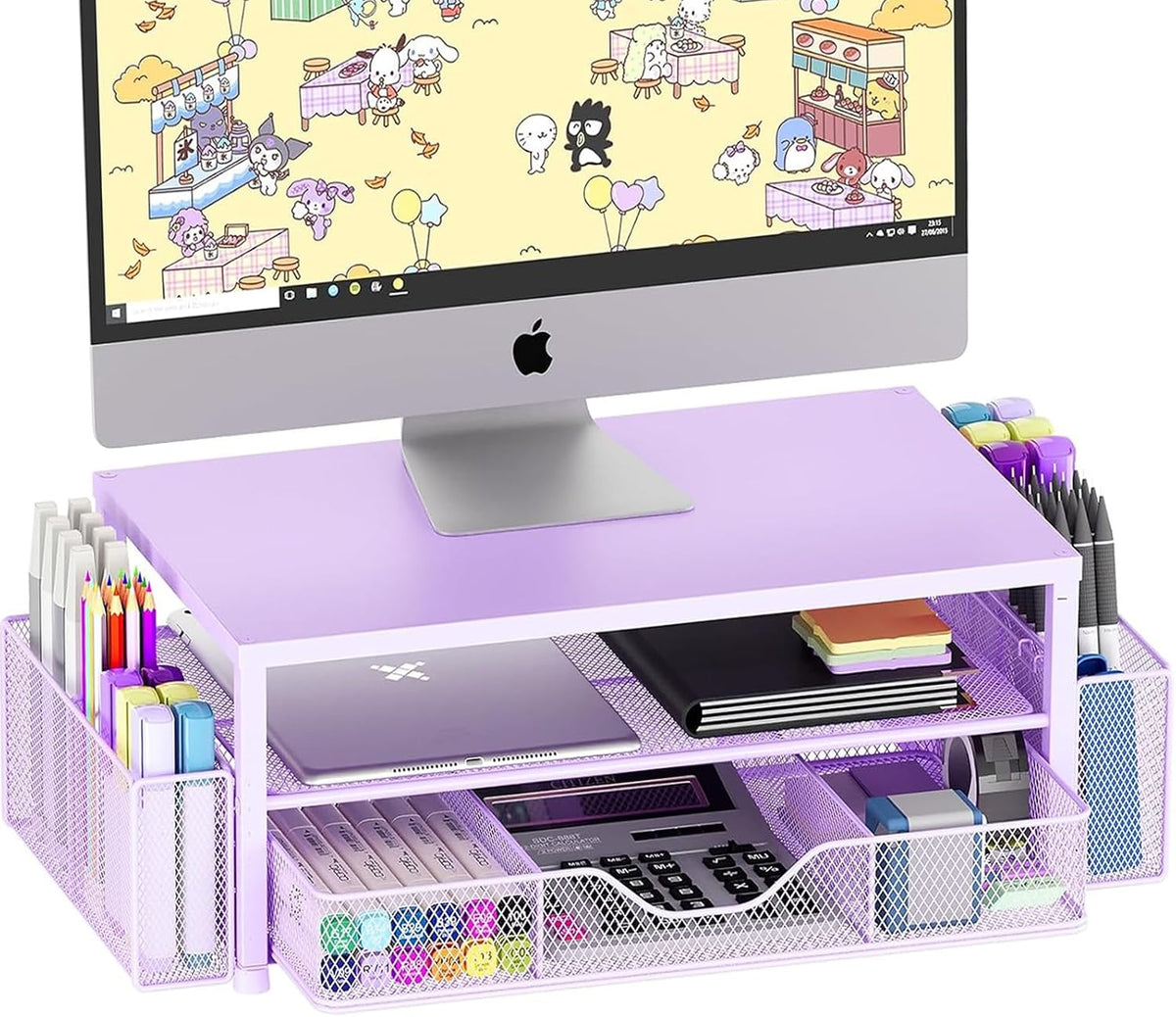 OPNICE Desk Organizer and Accessories, 2-Tier Computer Monitor Stand Riser wi...
