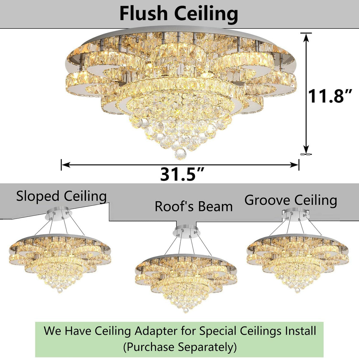 Modern Ceiling Chandelier for Living Room 32 IN Silver Dimmable LED Lights