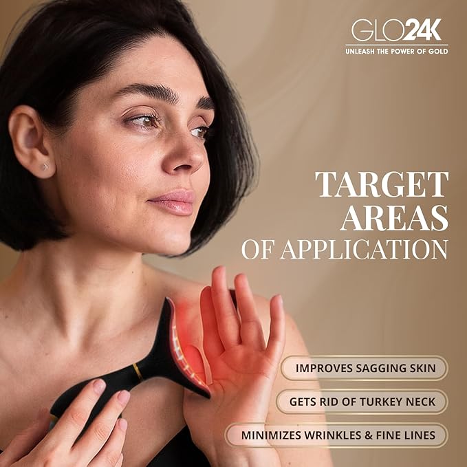 GLO24K Red Light Beauty Device for Face & Neck – 2-Pack, 3-in-1 Facial an...