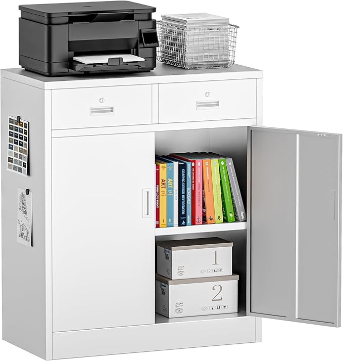 Metal Storage Cabinet with 2 Drawers 36" H