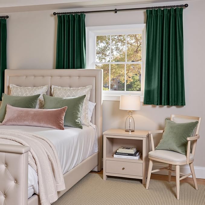 Lazzzy Velvet Blackout Curtains Thermal Insulated Room Window Drapes Super Soft