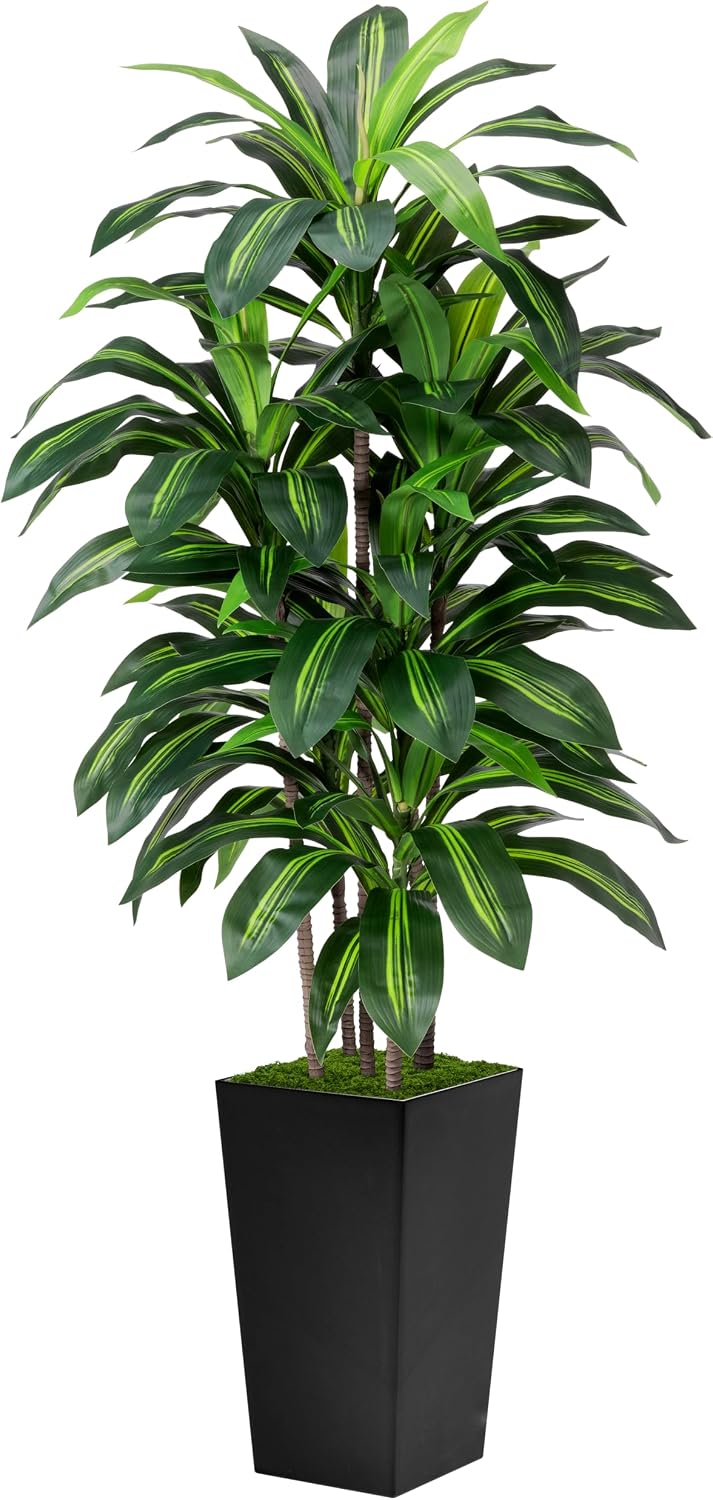 Artificial Plant 5FT Dracaena Fake Tree with Black Tall Planter