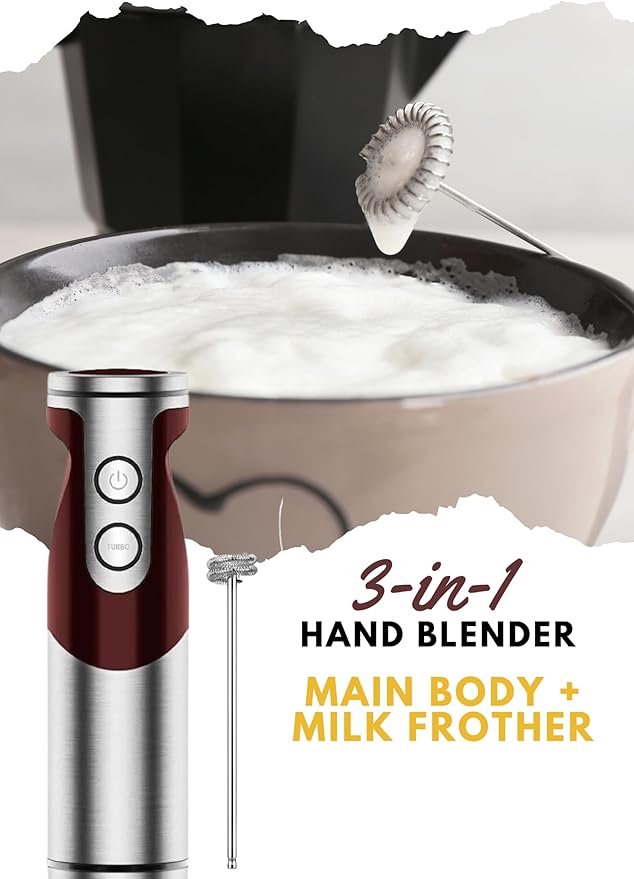 Megawise 3-in-1 Hand Blender – 12-Speed, Includes Powerful Blender Stick
