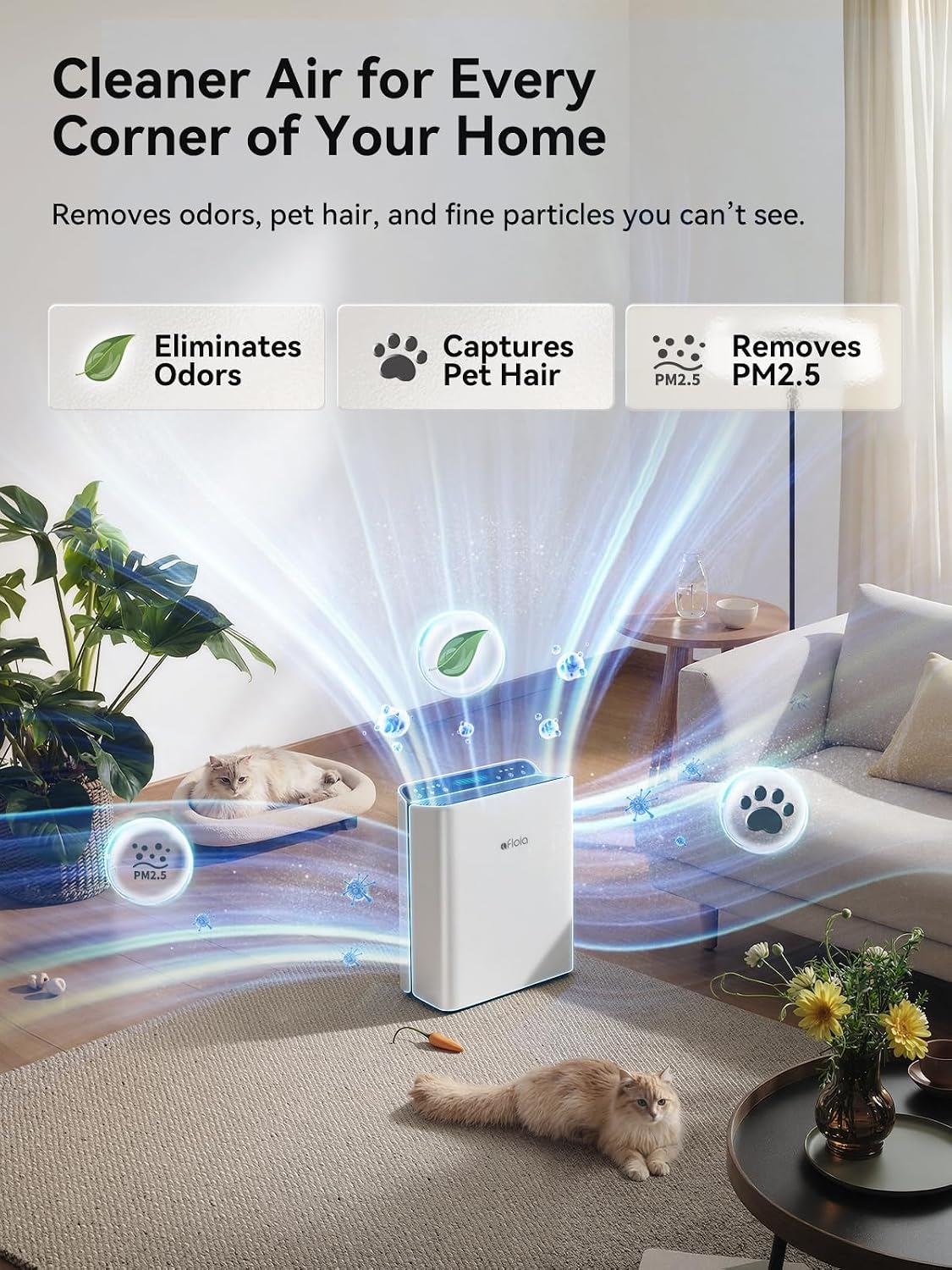 Afloia Air Purifier for Home Pet Large Room Up to2,000 Ft² in Bedroom Quiet