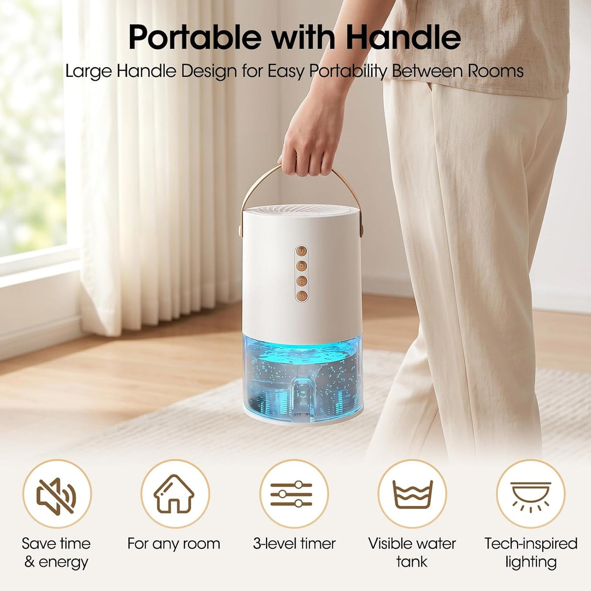 Small Dehumidifier,Ultra Quiet & Auto Shut Off Dehumidifier for Bedroom,1...