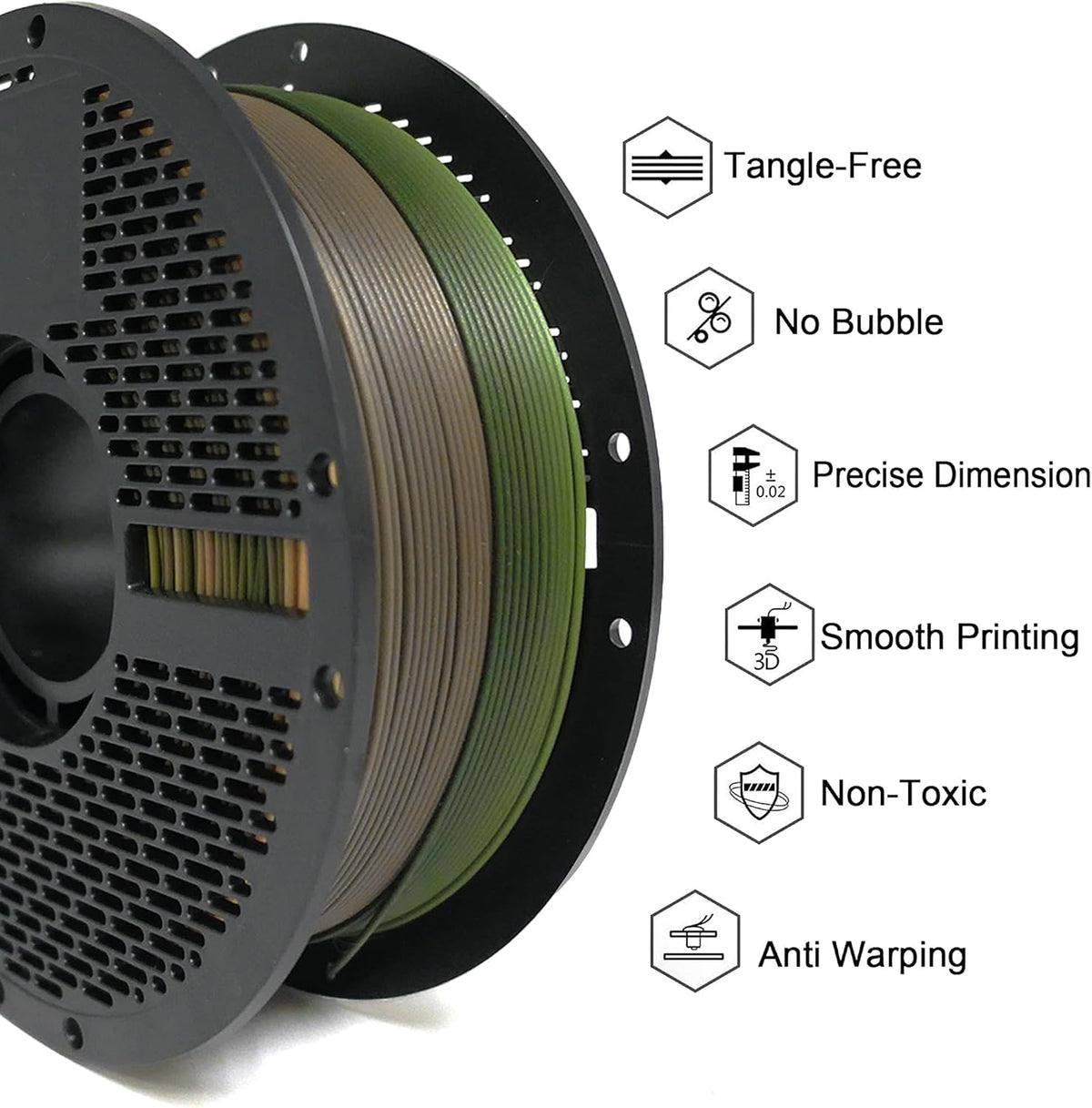 PLA Forest/Jungle/Military Rainbow Gradient Multicolor Filament