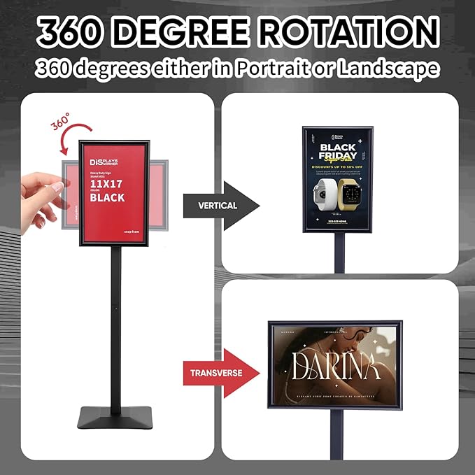 DISPLAYSWORKER Adjustable Heavy Duty Pedestal Sign holder floor Stand, sign