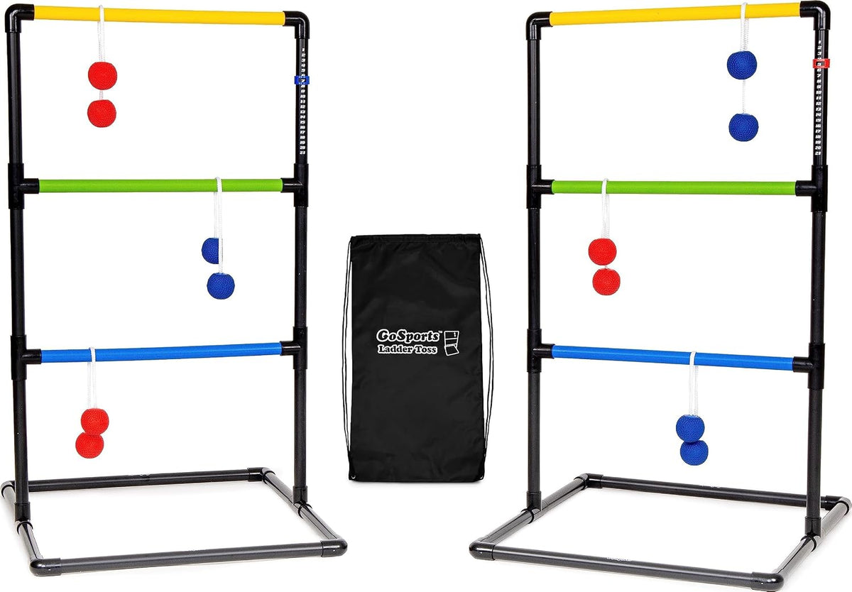GoSports Ladder Toss Indoor & Outdoor Game Set with 6 Soft Rubber Bolo Ba...