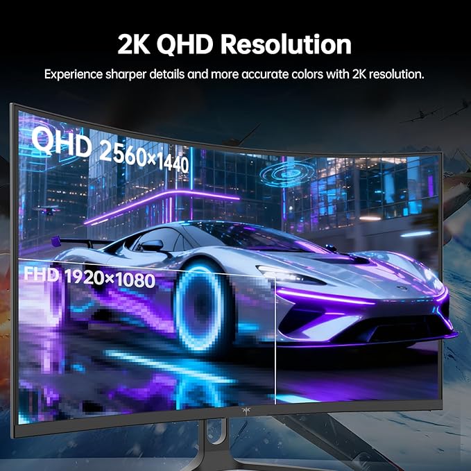 KTC 32 Inch Curved Gaming Monitor, 2K 180Hz Computer Monitor, QHD 1500R PC