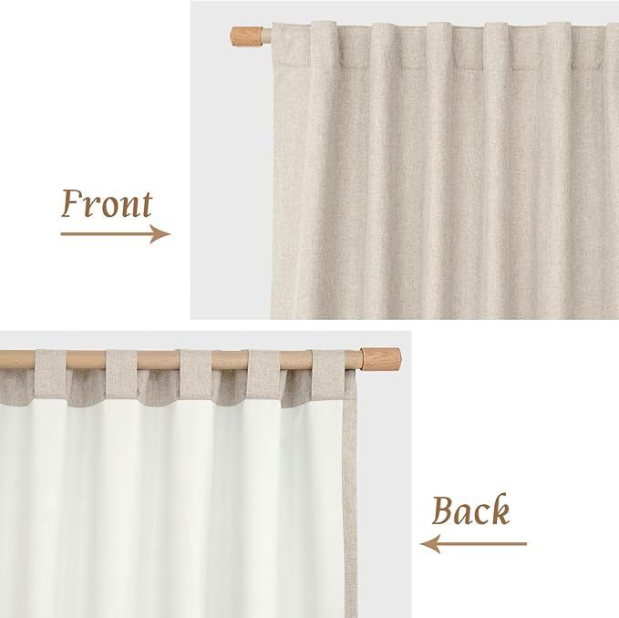 LAMIT 100% Blackout Linen Curtains