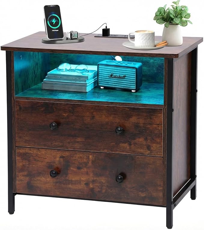 Tykacna 27 Inch Wide Night Stand, Large Wood Night Stand