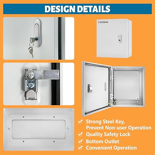 Outdoor Electrical Box 20 x 16 x 10''D NEMA 4X Enclosure Steel Box, W...