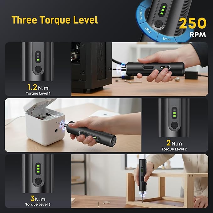 MrToNo Electric Screwdriver, Cordless Screwdriver Set, Power Screwdriver Set