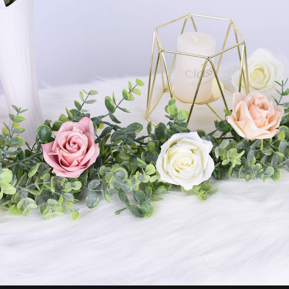 6 Pack Faux Eucalyptus Garland Plant, Artificial Vines Hanging Eucalyptus Lea...