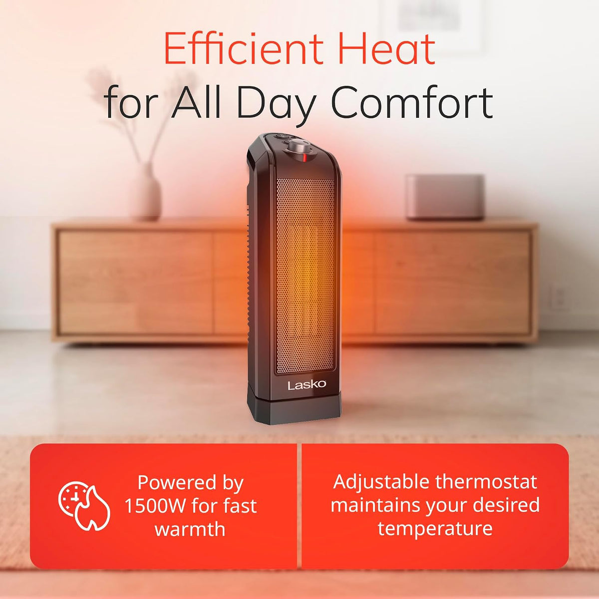 Lasko 16" Ceramic Space Heater with Console - Black - CT16450