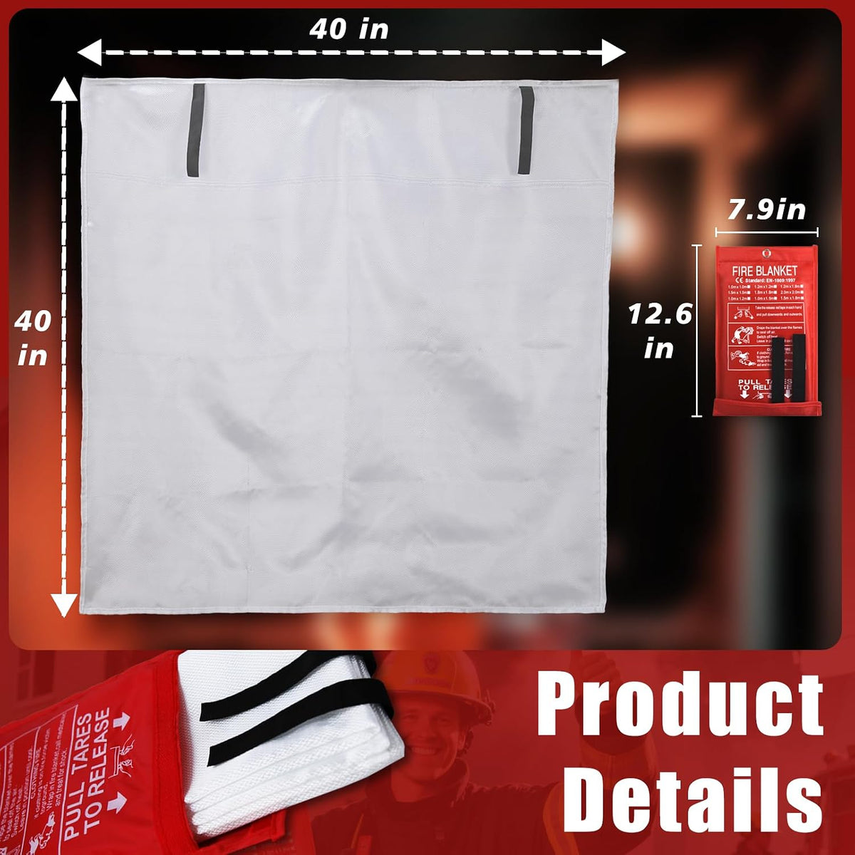 Smilco 40" x 40" Fiberglass Emergency Fire Blanket for Home and Kit...