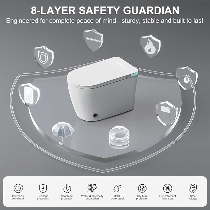 Smart Toilet with Bidet Built in, Bidet Toilet with Heated Seat and Night Light
