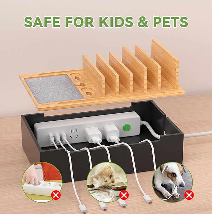Pezin & Hulin Bamboo Charging Station, Electronic Devices Organizer