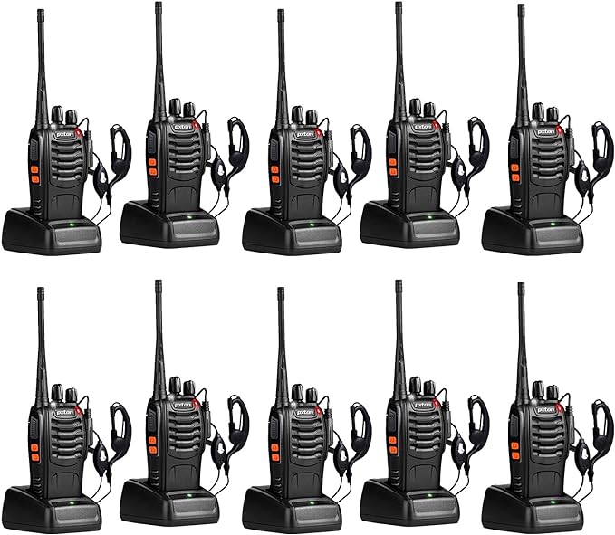 pxton Walkie Talkies for Adults Two Way Radios Long Range (10 Pack)