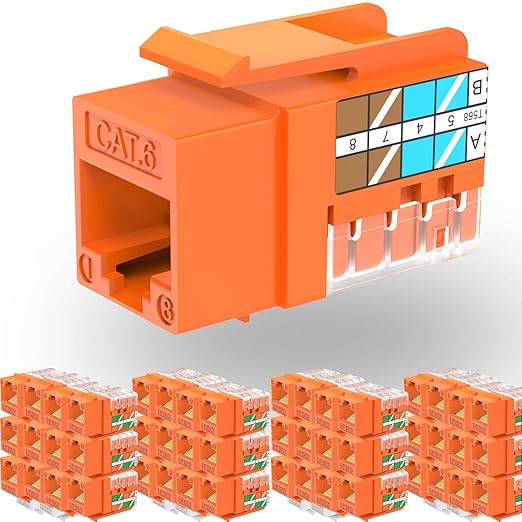 Rapink RJ45 Keystone Jack Cat6 10G Support, Keystone Jacks UTP 50 Pack