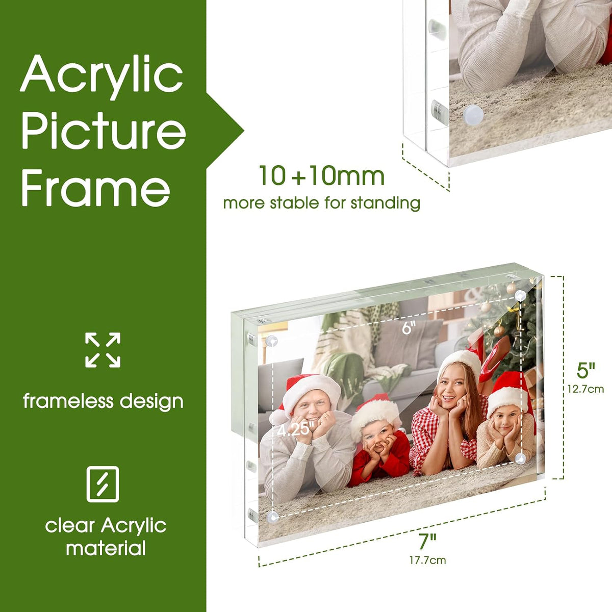 Syntrific 5x7 Acrylic Photo Frame 5Pack Premium Acrylic Photo Frame Magnetic ...