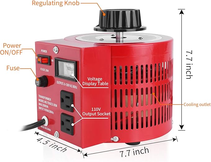 Beleeb 20Amp Variable Transformer Auto AC Voltage Regulator Power Supply