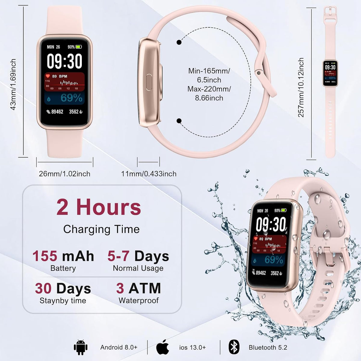 Fitness Tracker,Smart Watch with 24/7 Heart Rate Blood Oxygen Sleep Monitor,1...