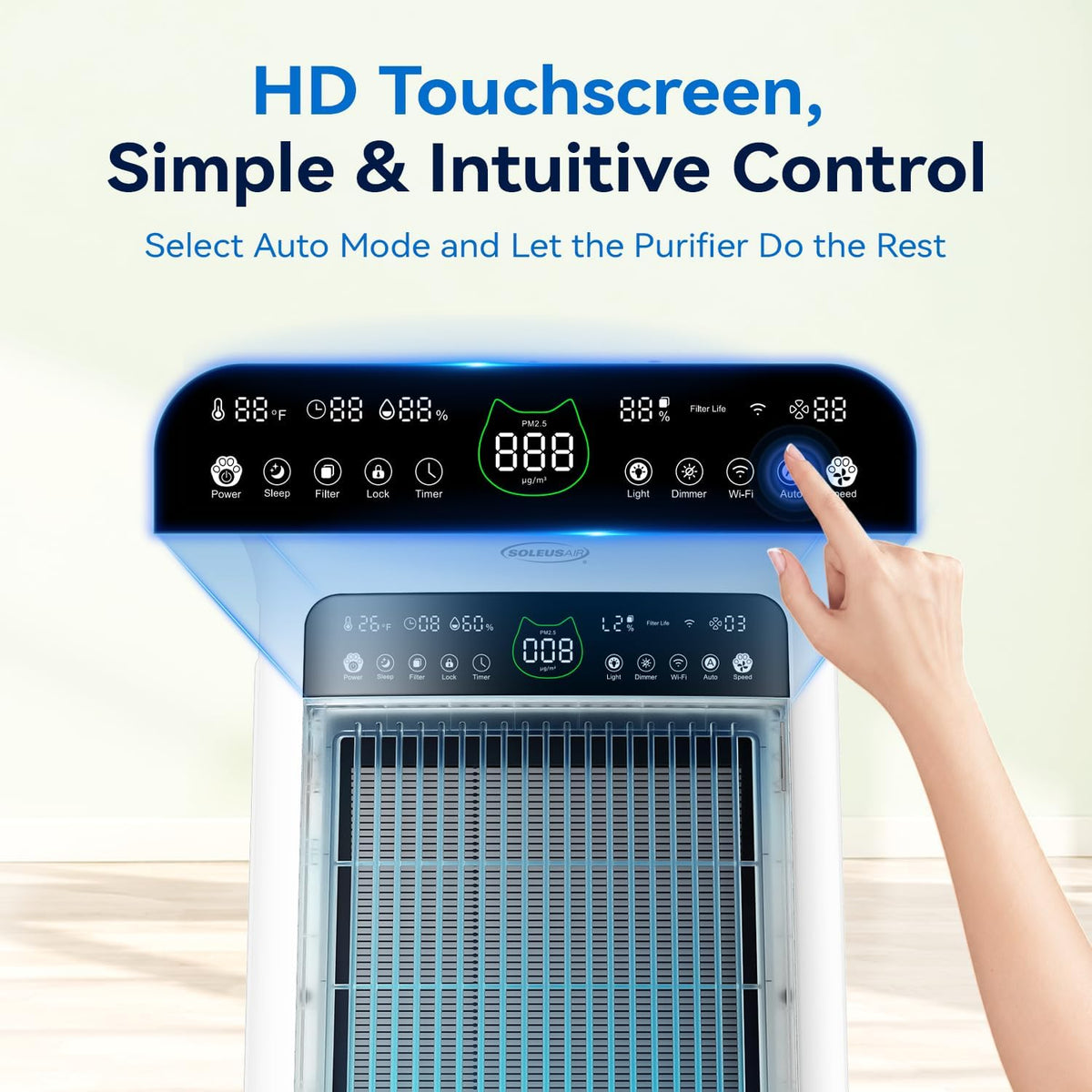 Air Purifiers for Home Large Rooms, Pet Hair and Dust, with HEPA Filter
