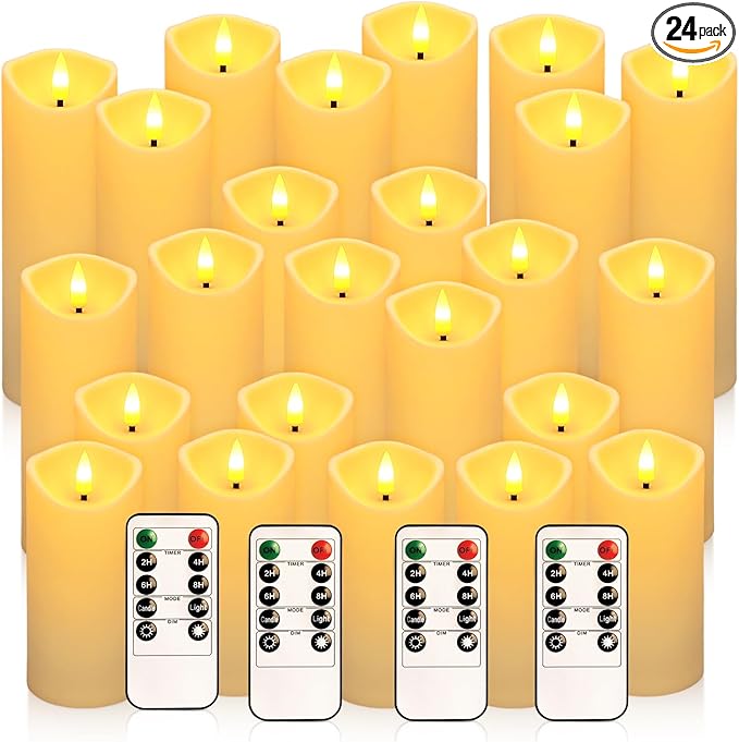 24 Pack Christmas Decoration Flickering Flameless Candles, Battery Operated